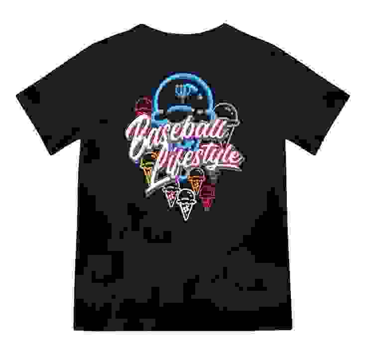 Baseball Lifestyle 101 Ice Cream Print Big Boys' Black/Neon Tee
